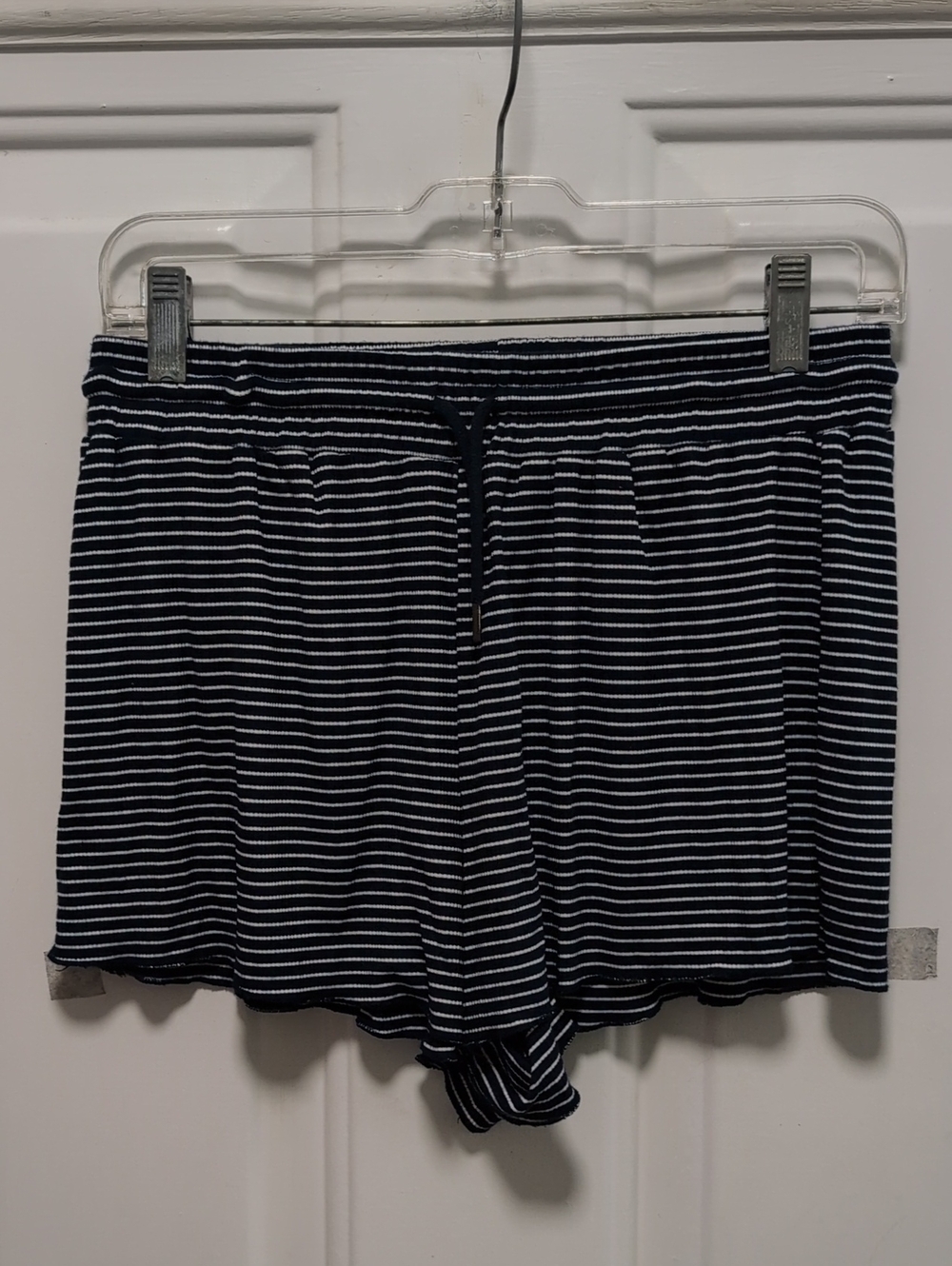 Forever 21 Navy and White Striped Knit Shorts with Drawstring Waist